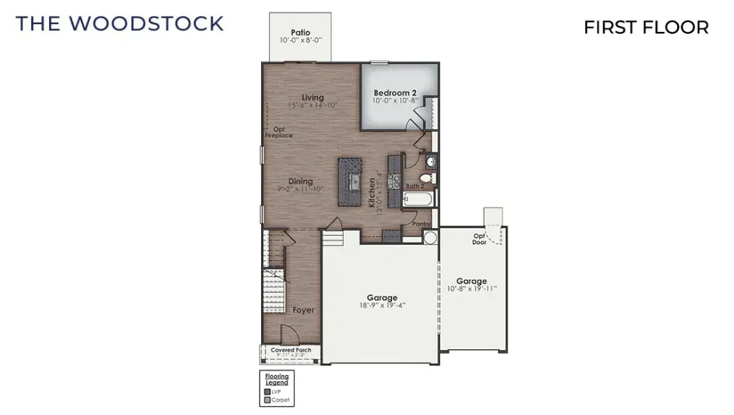 2D floor plan layout of this home in The Highlands at Cedar Hill Landing, Navassa, NC (Image 5).