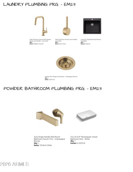 EM23 Laundry and Powder Bath Plumbing Pk
