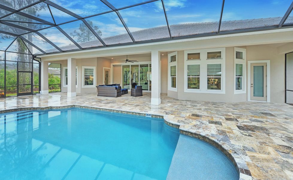 Exterior details and patio area of a home in The Reserve at Plantation Bay, Bunnell (Image 3). Exterior details and patio area of a home in The Reserve at Plantation Bay, Bunnell (Image 3).