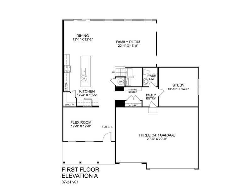 2D floor plan layout for the Oak Park Quick Move-In by Ryan Homes in Gates Run, Gates, NC (Image 3).