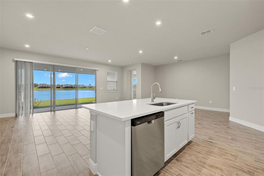 Kitchen View to Great Room and Dining