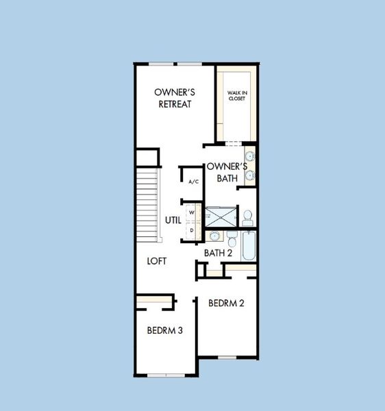 2D floor plan layout of this home in Waterset Townhomes, Apollo Beach, FL (Image 3).