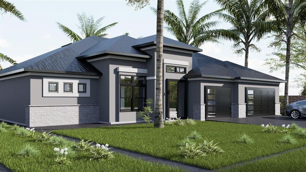Front exterior of a new home in , Cape Coral, FL, highlighting curb appeal (Image 1). Front exterior of a new home in , Cape Coral, FL, highlighting curb appeal (Image 1).