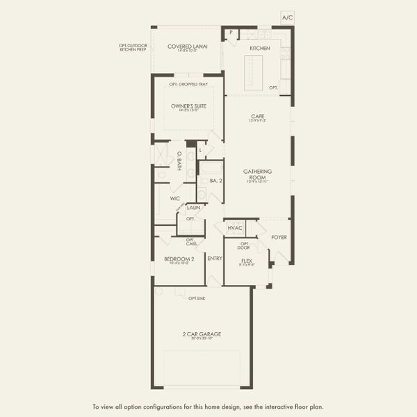 2D floor plan layout for the Compass by Del Webb in Del Webb Lakehaven, Clermont, FL (Image 4).