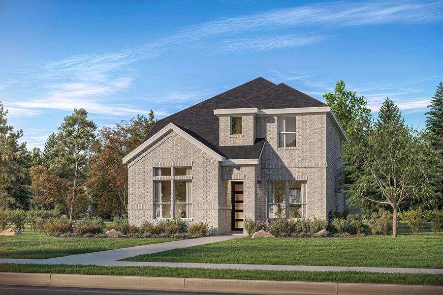 Representative exterior photo of a completed home built from the Delaney by Landon Homes in Dominion at Brookhollow, Prosper, TX (Image 2). Representative exterior photo of a completed home built from the Delaney by Landon Homes in Dominion at Brookhollow, Prosper, TX (Image 2).