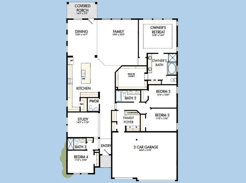 2D floor plan layout for the The Grapeland by David Weekley Homes in Walden Creek – Summit Collection, Montgomery, TX (Image 5). 2D floor plan layout for the The Grapeland by David Weekley Homes in Walden Creek – Summit Collection, Montgomery, TX (Image 5).