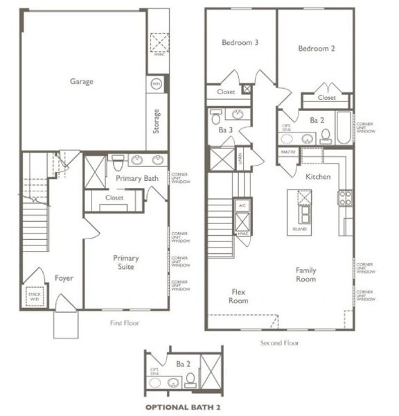 2D floor plan layout of this home in Koenig Townhomes, Austin, TX (Image 2).