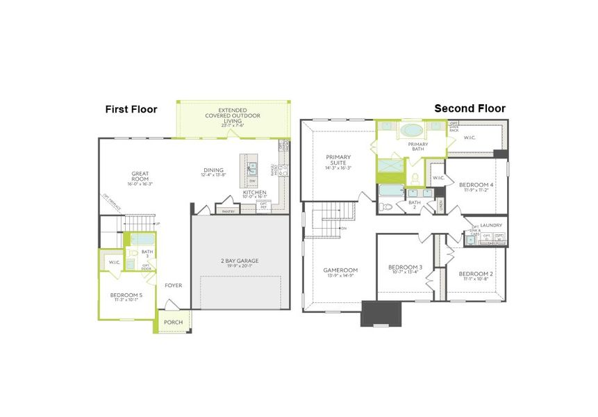 2D floor plan layout of this home in View at the Reserve, Mansfield, TX (Image 3).
