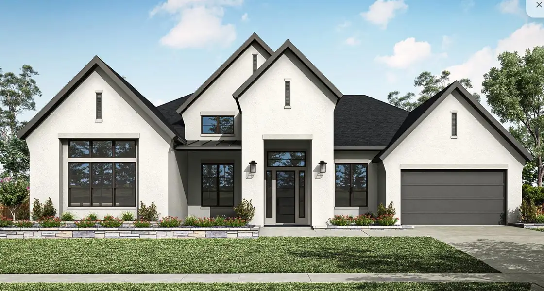 Front exterior of a new home in Sienna, Missouri City, TX, highlighting curb appeal (Image 1). Front exterior of a new home in Sienna, Missouri City, TX, highlighting curb appeal (Image 1).