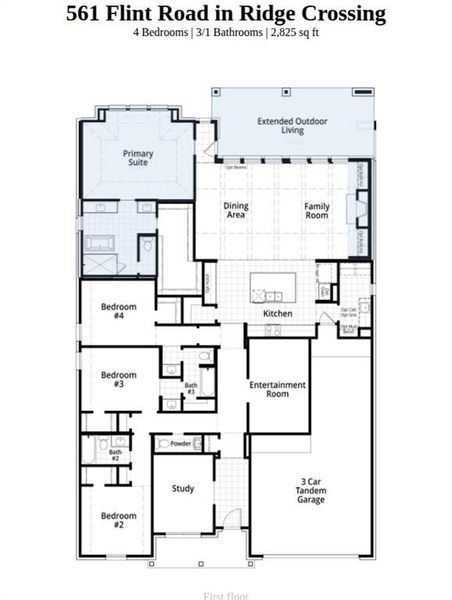 2D floor plan layout of this home in Ridge Crossing, Waxahachie, TX (Image 4). 2D floor plan layout of this home in Ridge Crossing, Waxahachie, TX (Image 4).