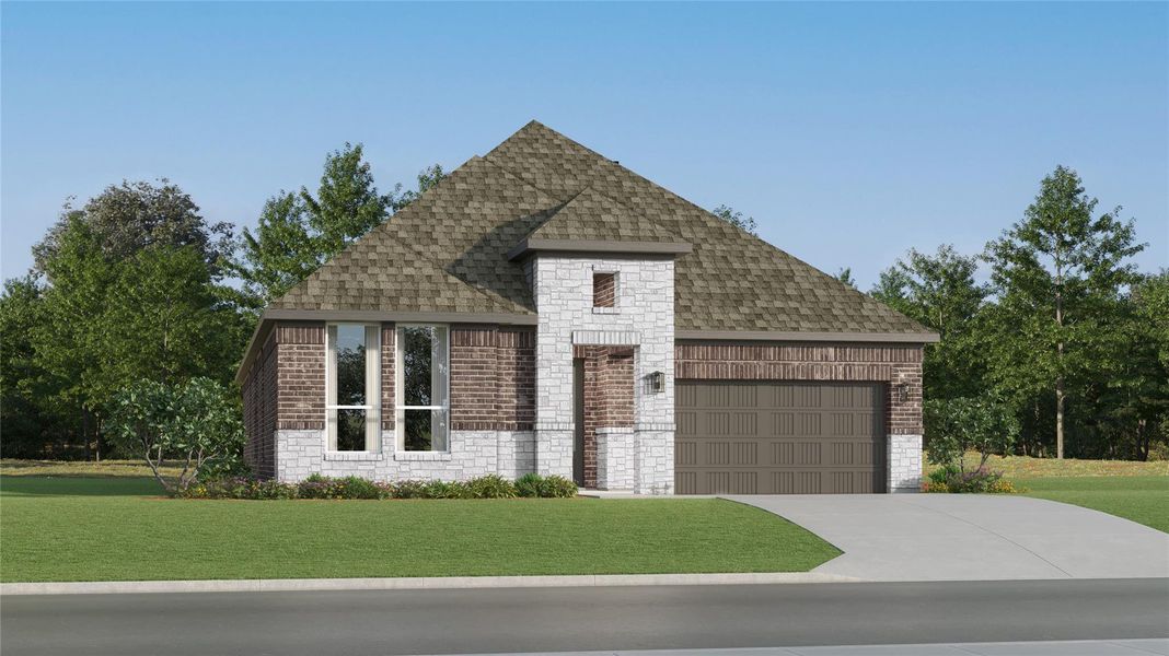 Front exterior of a new home in Lively Ranch, Georgetown, TX, highlighting curb appeal (Image 19).