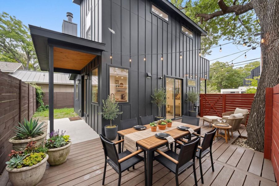 Exterior details and patio area of a home in , Austin (Image 34).