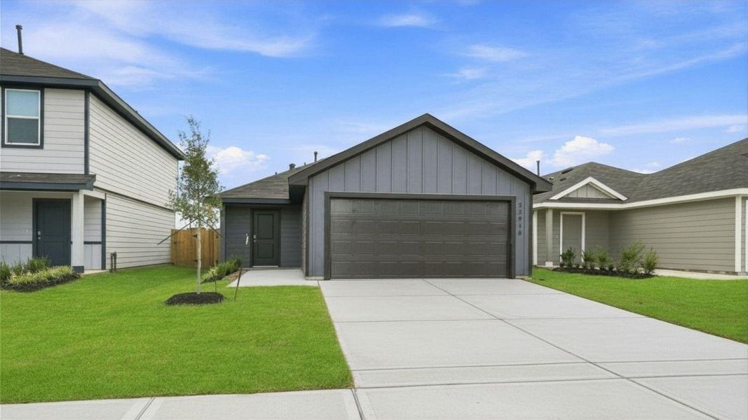 Front exterior of a new home in , China, TX, highlighting curb appeal (Image 25). Front exterior of a new home in , China, TX, highlighting curb appeal (Image 25).
