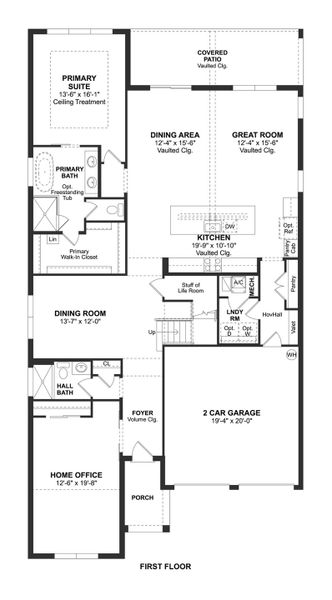 2D floor plan layout for the Santa Fe by K. Hovnanian® Homes in Horizon Isle, Winter Garden, FL (Image 3). 2D floor plan layout for the Santa Fe by K. Hovnanian® Homes in Horizon Isle, Winter Garden, FL (Image 3).