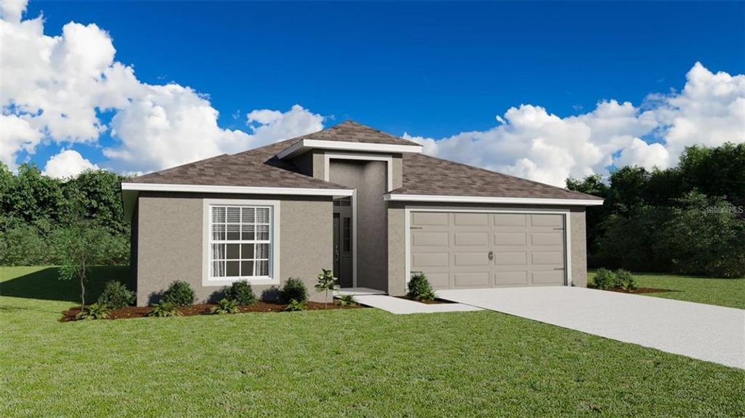 Front exterior of a new home in Stonebridge North, Zephyrhills, FL, highlighting curb appeal (Image 1). Front exterior of a new home in Stonebridge North, Zephyrhills, FL, highlighting curb appeal (Image 1).