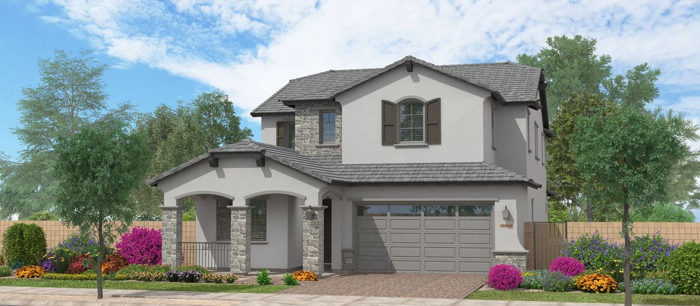 Representative exterior photo of a completed home built from the Shasta by Fulton Homes in Cascades at Prasada, Surprise, AZ (Image 5).