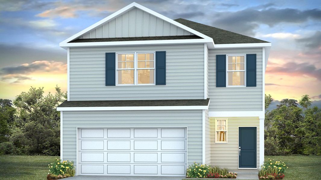 Representative exterior photo of a completed home built from the MANNING by D.R. Horton in Hunter's Branch, Hopkins, SC (Image 1).