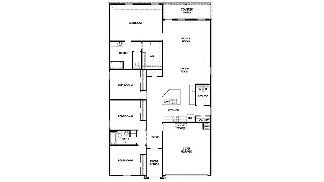 2D floor plan layout for the The Kingston by D.R. Horton in Veranda, San Antonio, TX (Image 3).