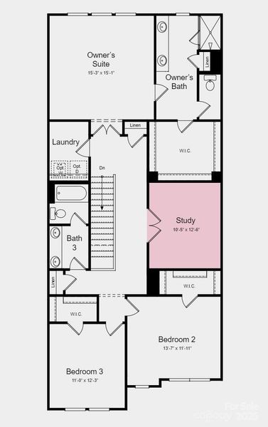 Second Floor Plan - Structural options added include: gourmet kitchen and study