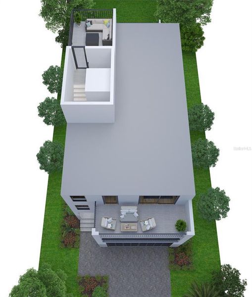 Rendering of fourth story terrace Pre-construction Rendering of fourth story terrace Pre-construction