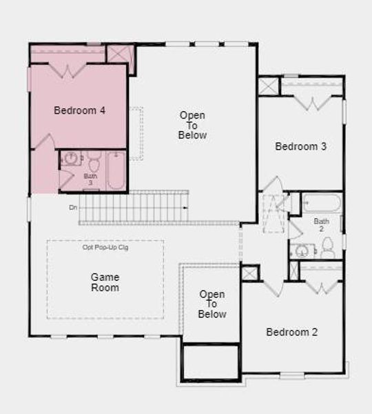 Structural options added include; Gourmet kitchen, 4th bedroom and 3rd bathroom, 12' pop-up ceilings at game room, extended primary suite and covered patio, mud set shower at primary bath, study, windows at study, and horizontal railing on staircase and at half wall upstairs.