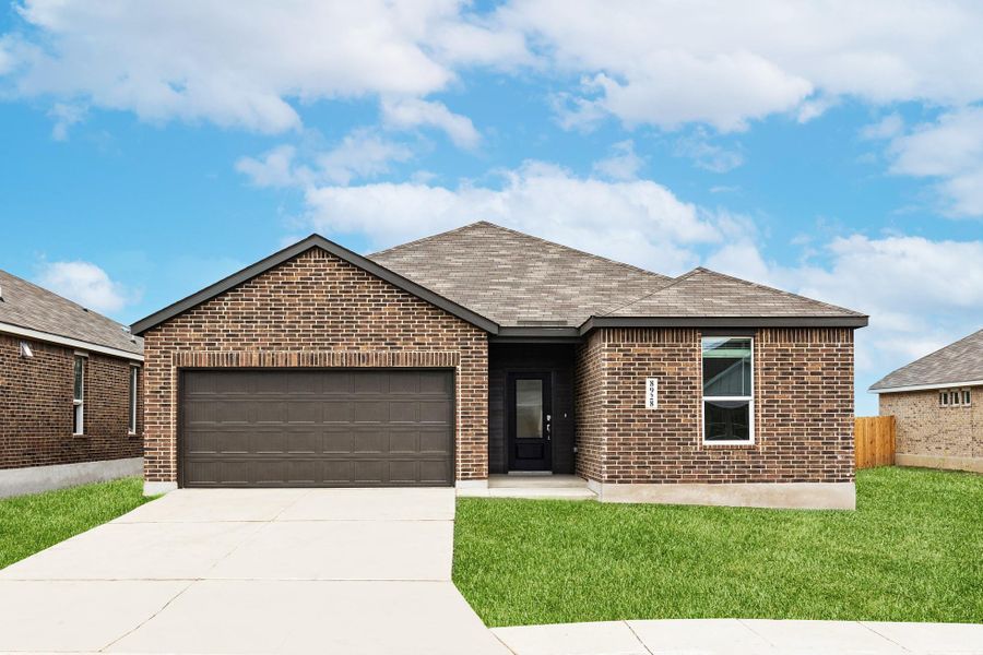 Front exterior of a new home in , Bertram, TX, highlighting curb appeal (Image 2).