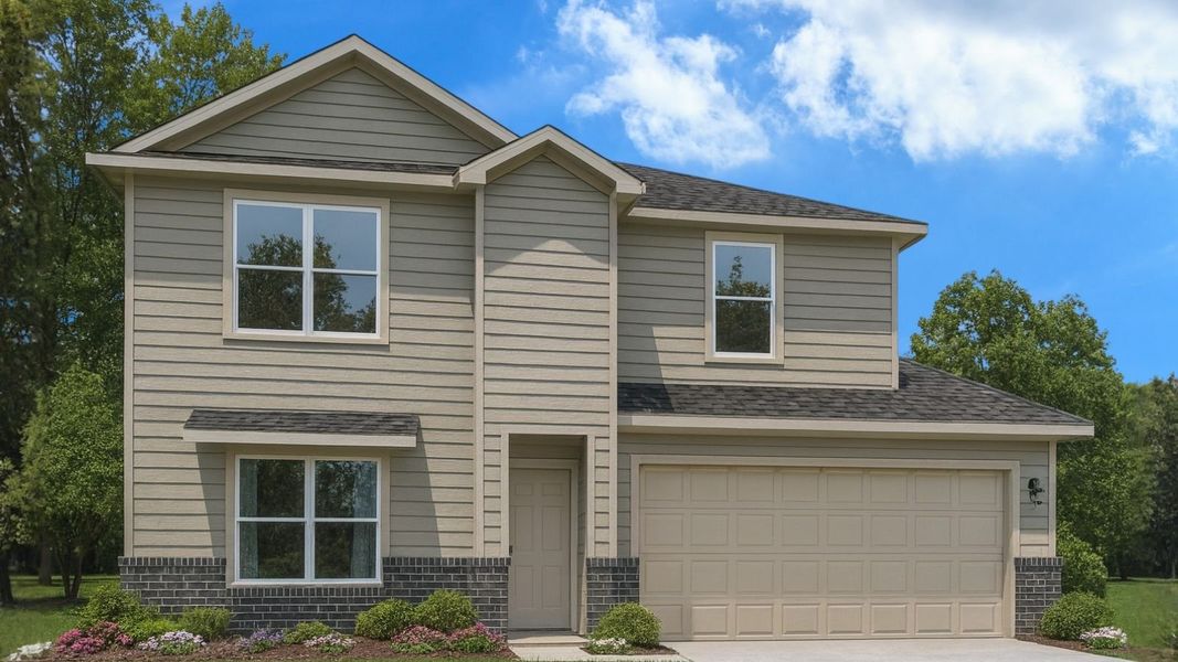 Representative exterior photo of a completed home built from the Rosemont by D.R. Horton in Sunterra Lakes, Brookshire, TX (Image 24).