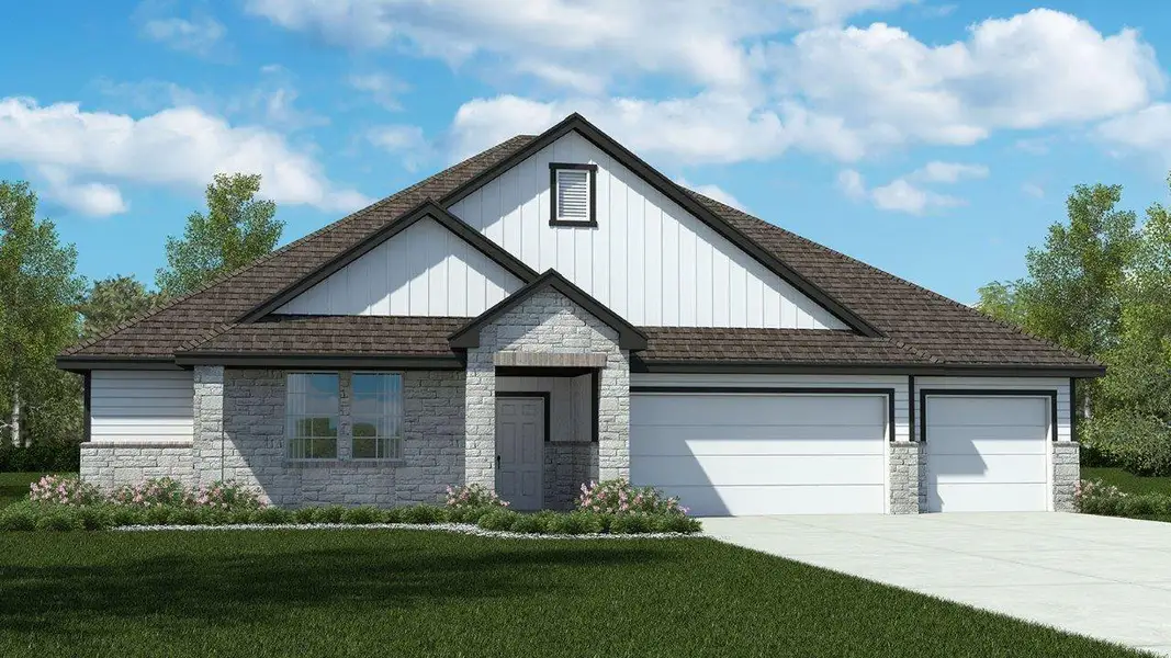 Front exterior of a new home in Sterling Meadows, Salado, TX, highlighting curb appeal (Image 1). Front exterior of a new home in Sterling Meadows, Salado, TX, highlighting curb appeal (Image 1).