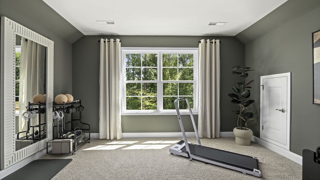 Furnished interior view inside a new home in The Villas at Kinsley, Jamestown (Image 19). Furnished interior view inside a new home in The Villas at Kinsley, Jamestown (Image 19).
