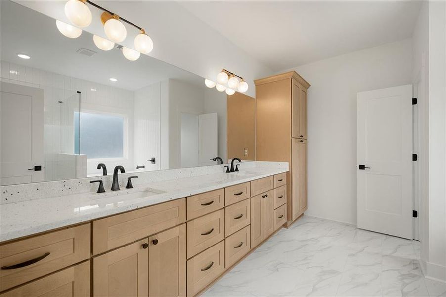 Furnished interior view inside a new home in , White (Image 11).