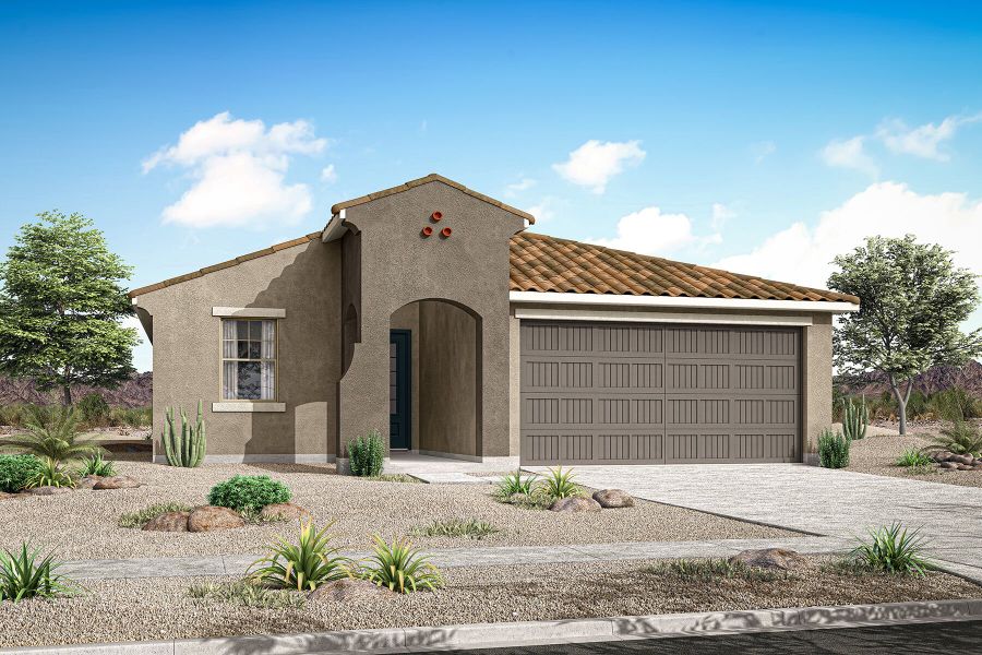 Representative exterior photo of a completed home built from the Brandy by Mattamy Homes in Soleo, San Tan Valley, AZ (Image 3). Representative exterior photo of a completed home built from the Brandy by Mattamy Homes in Soleo, San Tan Valley, AZ (Image 3).