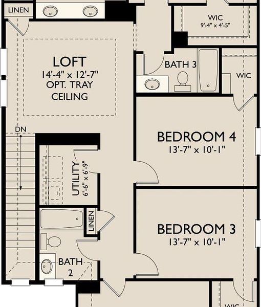 2D floor plan layout of this home in Creekview Fossil Ridge, Pilot Point, TX (Image 4).