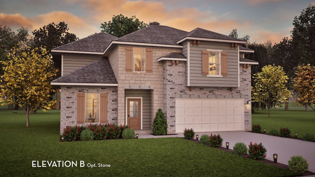 Representative exterior photo of a completed home built from the Hayden by CastleRock Communities in Hickory Ridge, Elmendorf, TX (Image 20). Representative exterior photo of a completed home built from the Hayden by CastleRock Communities in Hickory Ridge, Elmendorf, TX (Image 20).