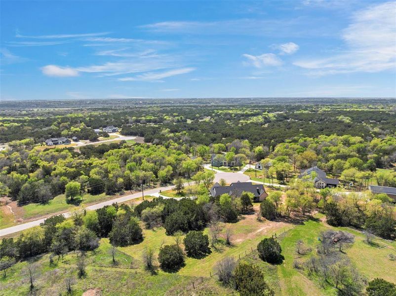 Drone / aerial view of a heavily wooded area