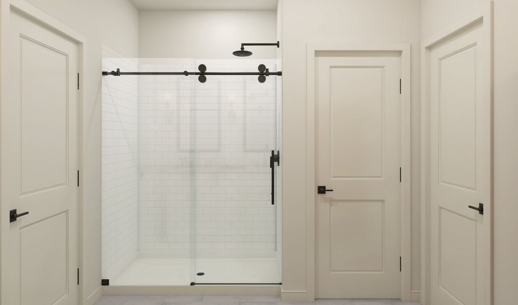 Primary bath with glass shower enclosure