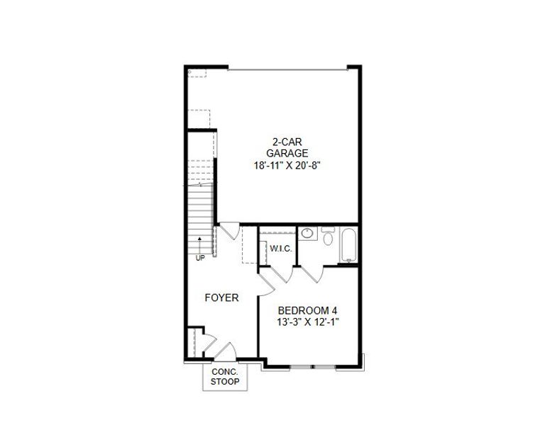 2D floor plan layout for the The Melisse by Stanley Martin Homes in The Beacon at Old Peachtree Single Family Homes, Lawrenceville, GA (Image 6).