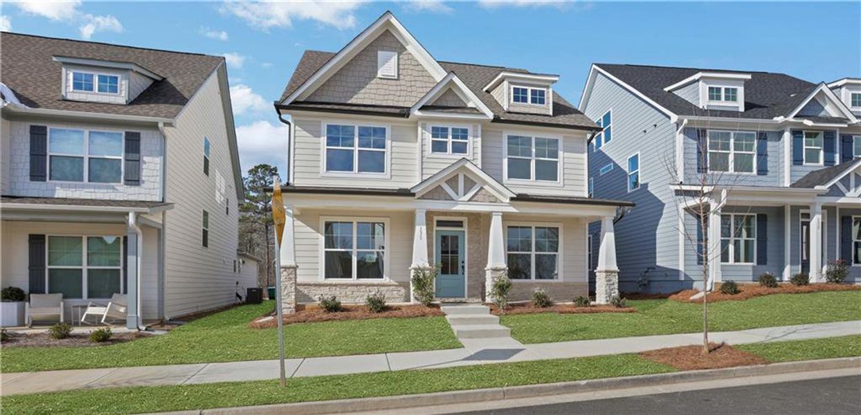 Front exterior of a new home in Marble Tree, Ball Ground, GA, highlighting curb appeal (Image 23).