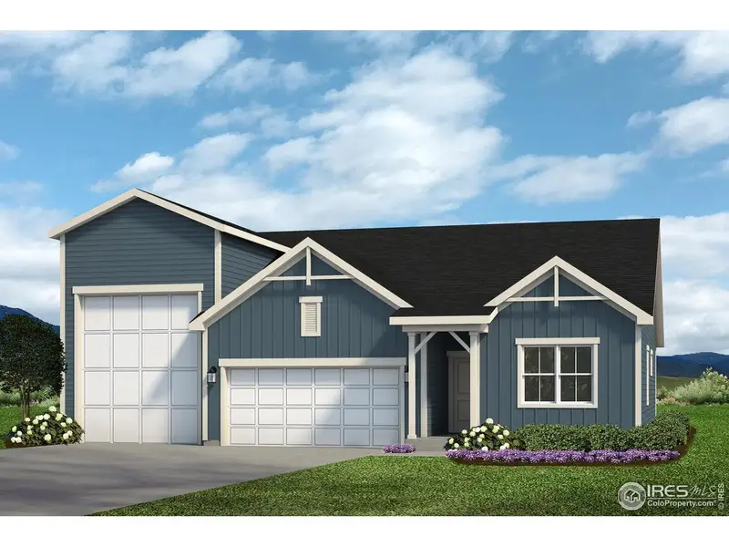 Front exterior of a new home in Hudson Hills, Hudson, CO, highlighting curb appeal (Image 1). Front exterior of a new home in Hudson Hills, Hudson, CO, highlighting curb appeal (Image 1).