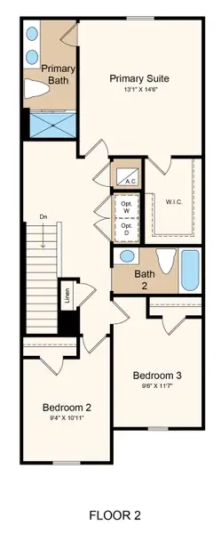 2D floor plan layout of this home in Waterstone Townhomes, Groveland, FL (Image 3).