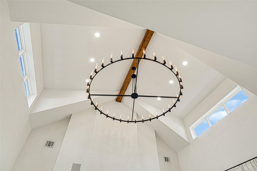 Large chandelier and natural light