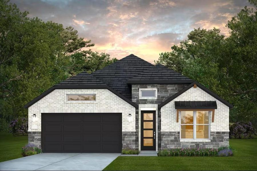 Front exterior of a new home in Ryehill, Sugar Land, TX, highlighting curb appeal (Image 1). Front exterior of a new home in Ryehill, Sugar Land, TX, highlighting curb appeal (Image 1).