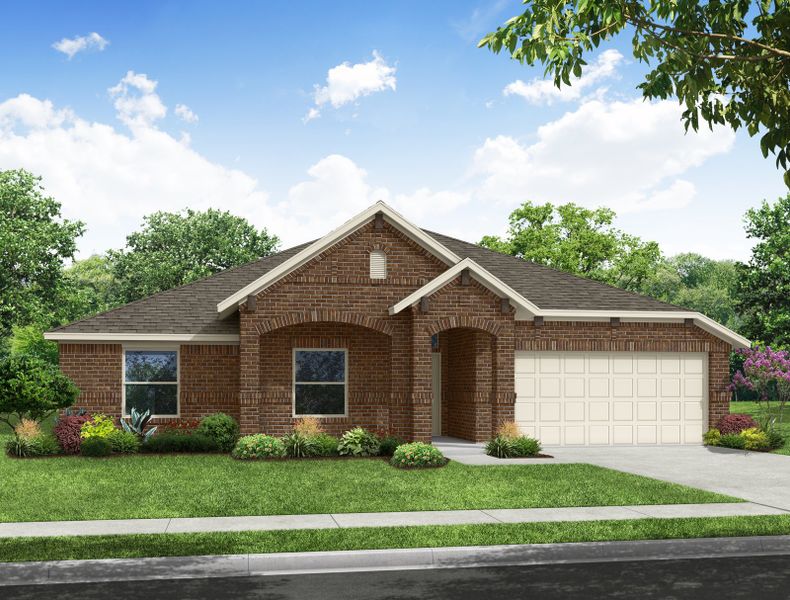 Representative exterior photo of a completed home built from the Dover by Impression Homes in Mountain Valley Lake, Burleson, TX (Image 6). Representative exterior photo of a completed home built from the Dover by Impression Homes in Mountain Valley Lake, Burleson, TX (Image 6).