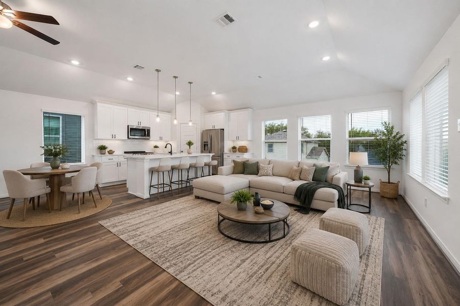 Second-floor view of the landing area, virtually staged with tons of natural light Second-floor view of the landing area, virtually staged with tons of natural light