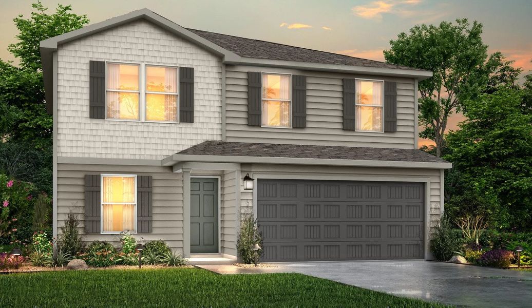 Front exterior of a new home in Treaty Oak, Granbury, TX, highlighting curb appeal (Image 1). Front exterior of a new home in Treaty Oak, Granbury, TX, highlighting curb appeal (Image 1).