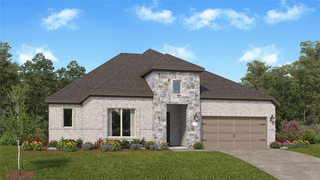 Front exterior of a new home in Anniston, Katy, TX, highlighting curb appeal (Image 2).