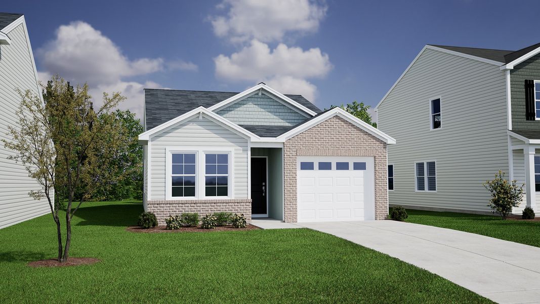 Representative exterior photo of a completed home built from the Baker - Genesis Value Collection by Mungo Homes in Bluefield, Lexington, SC (Image 13).