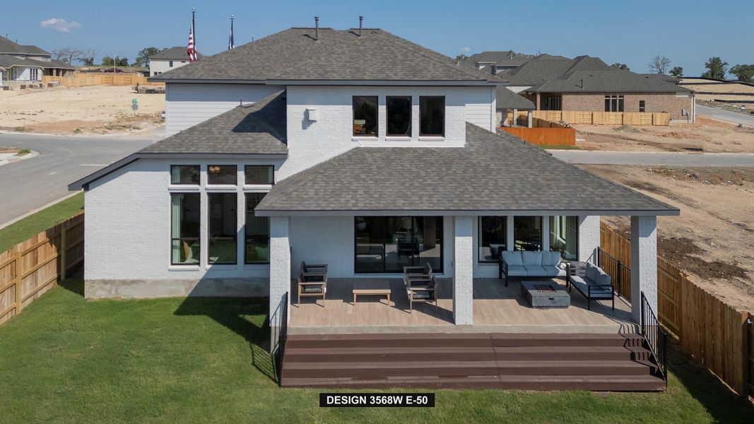 Exterior details and patio area of a home in Lariat 60', Liberty Hill (Image 2).