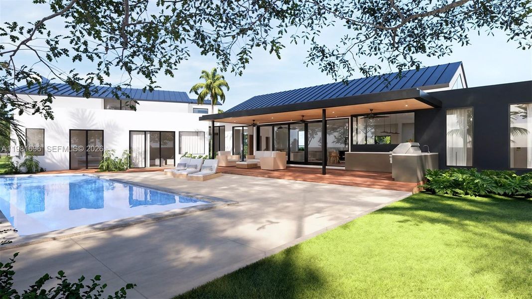 Exterior details and patio area of a home in , Miami (Image 3). Exterior details and patio area of a home in , Miami (Image 3).