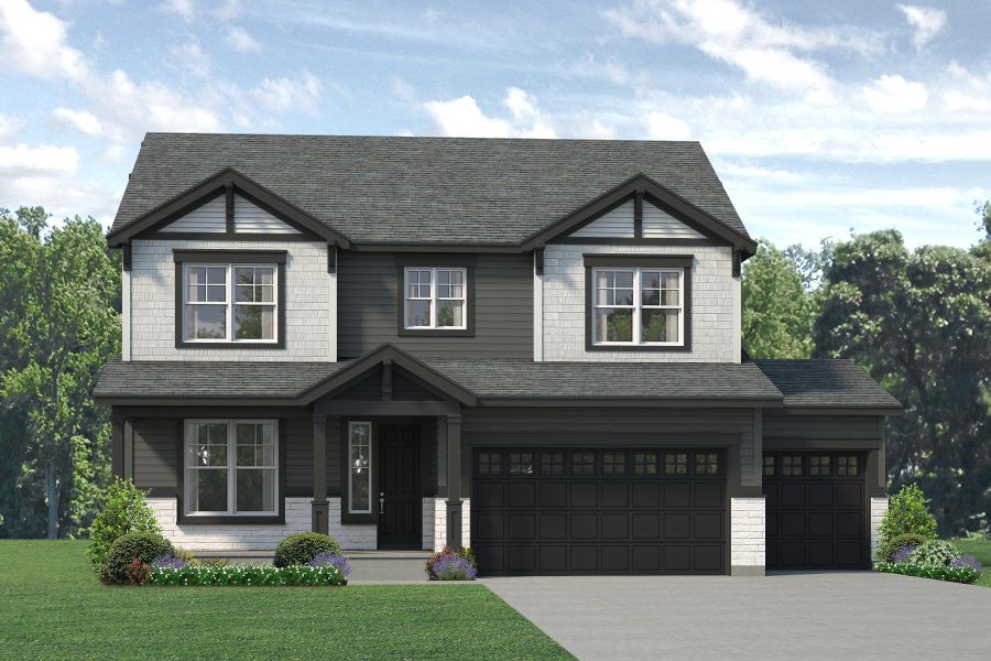 Representative exterior photo of a completed home built from the Gunnison by Risewell Homes in Highlands Preserve, Mead, CO (Image 18).