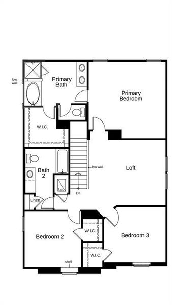 This floor plan features 3 bedrooms, 2 full baths, 1 half bath and over 2,000 square feet of living space.